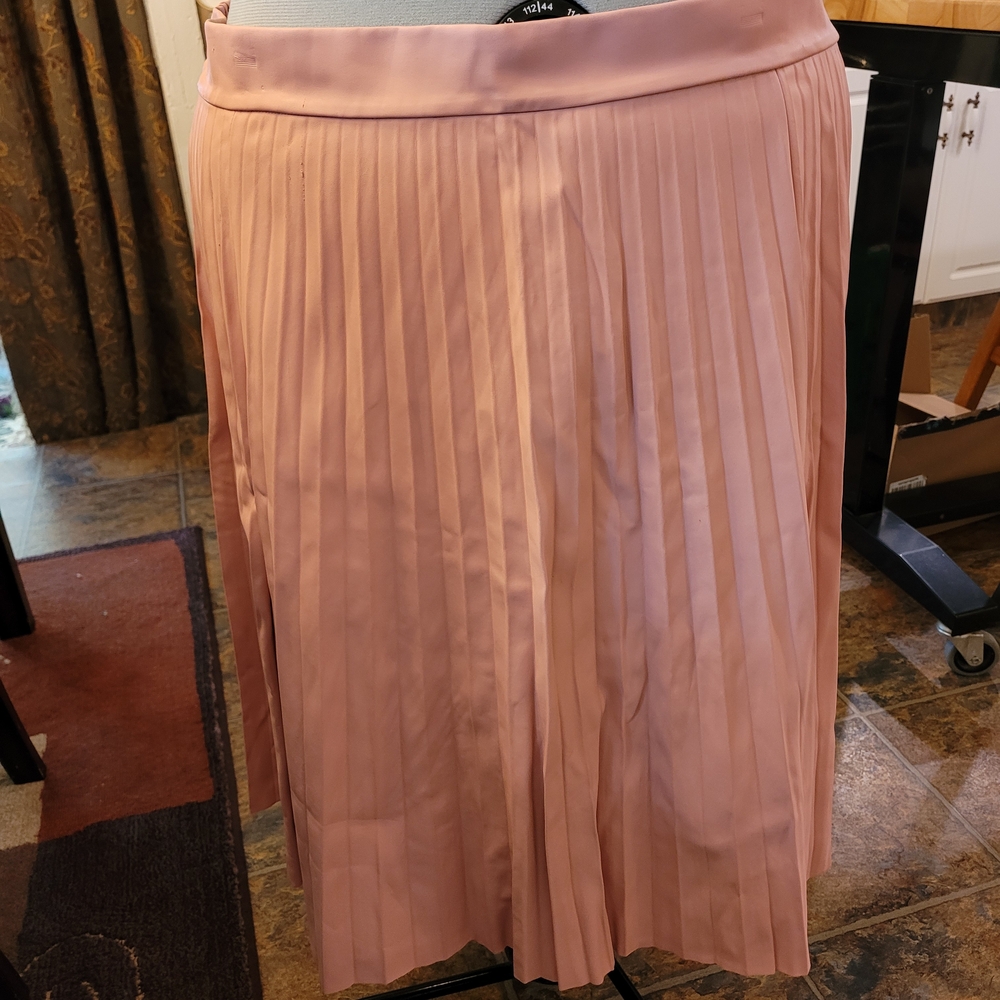 Ashley Nell Tipton Pink Pleated Midi Skirt